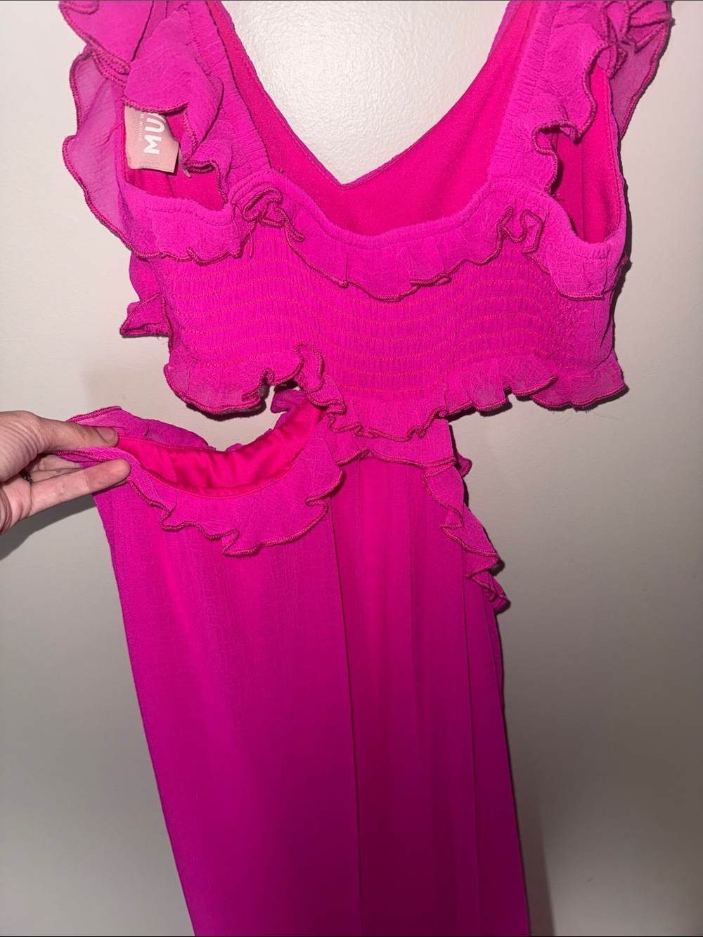 Show Me Your MuMu Bright Fuchsia Ruffle Midi Dress - Picture 4 of 5